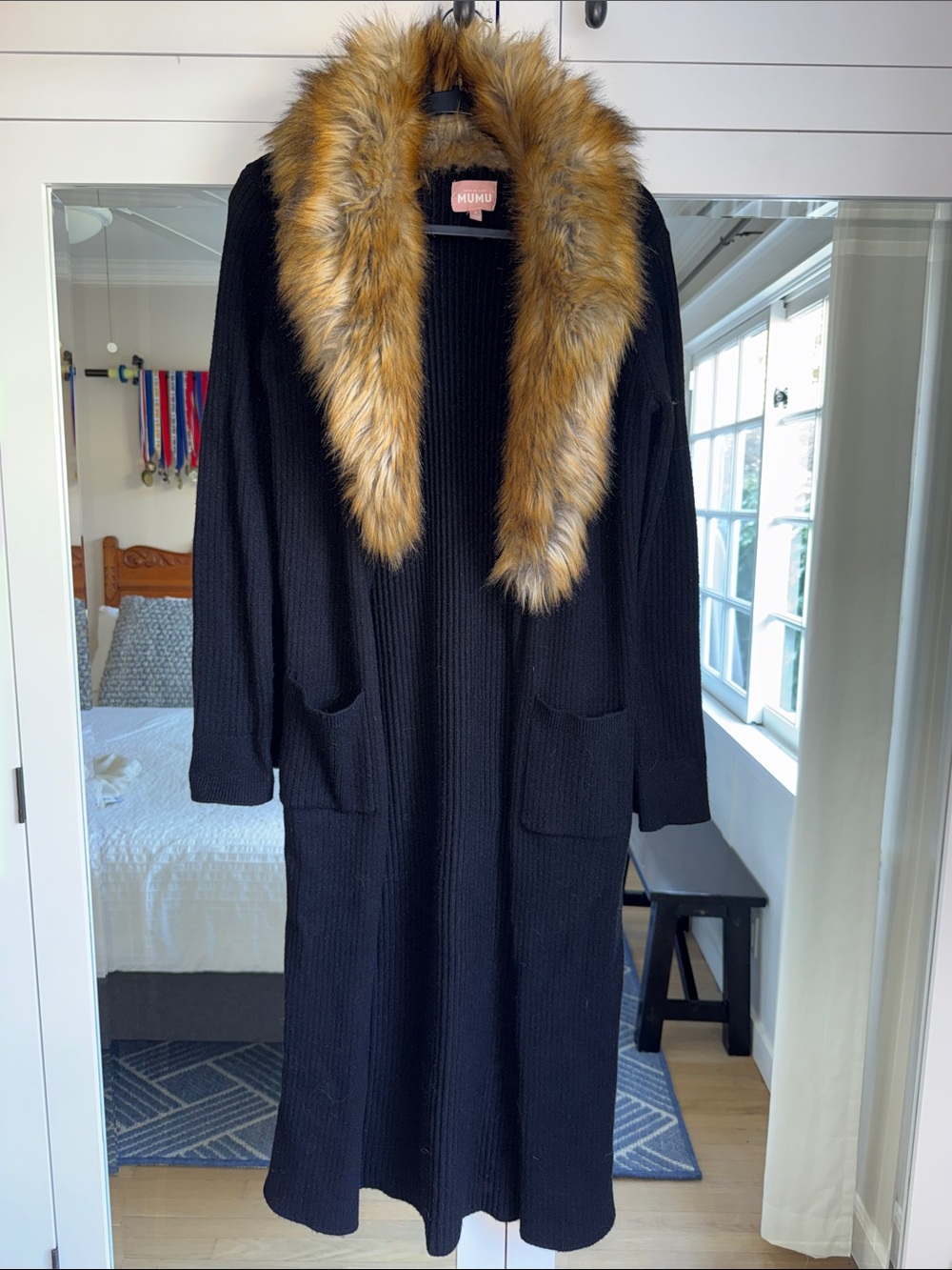 Show Me Your Mumu Black Sweater with Faux Fur Trim - Picture 2 of 4